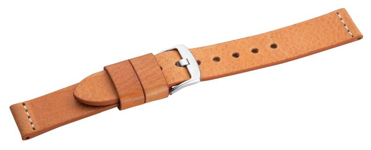 Eichmüller XXL Leder Uhrenarmband 20,22 oder 24 mm hellbraun weich genarbt Seitenansicht