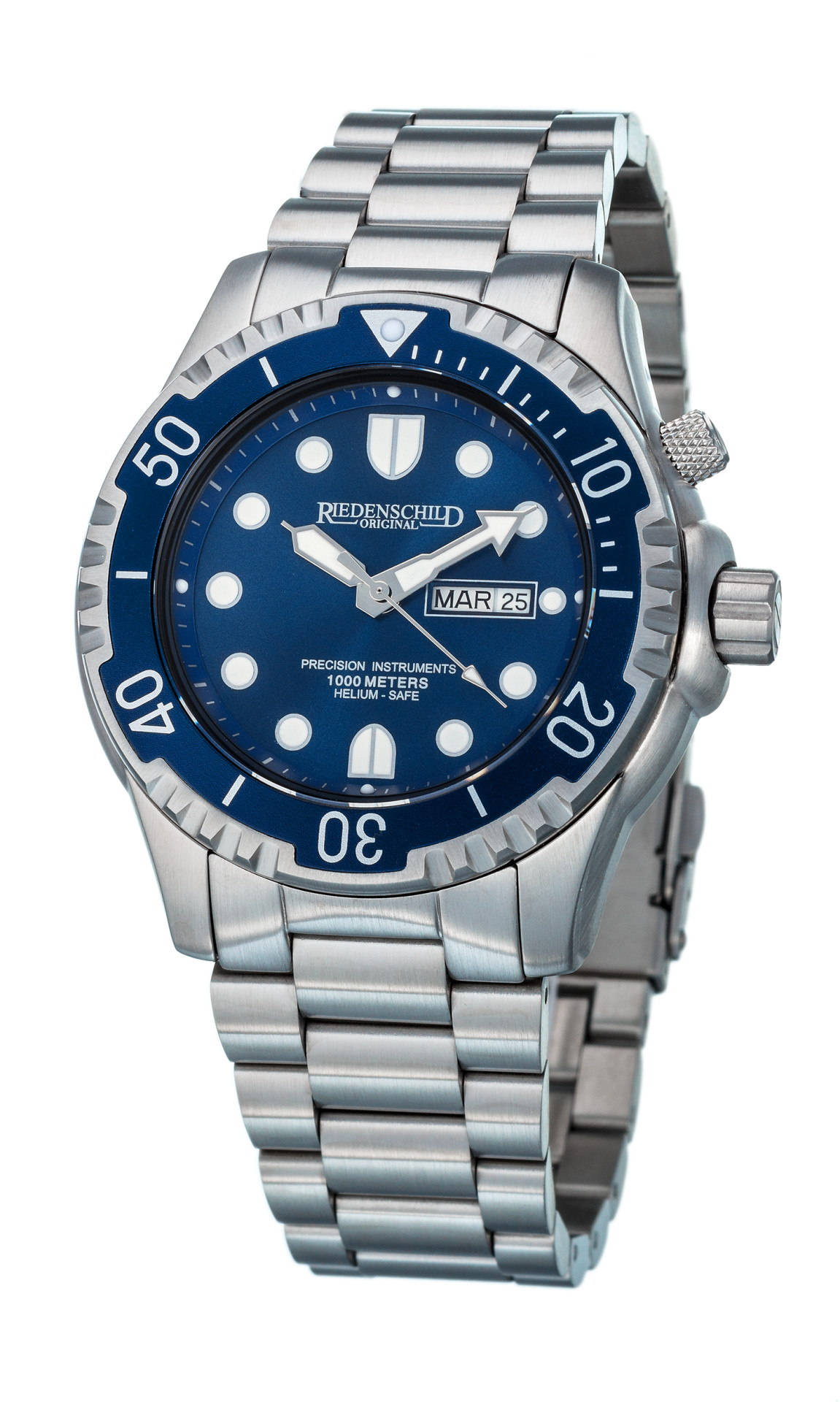 Riedenschild RS8000-08 Taucheruhr Blau 100ATM Silikon-/Edelstahlband 46 mm