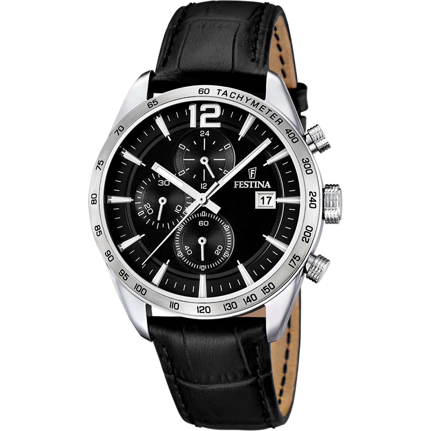 Festina Chronograph F16760-4 Schwarz Lederband 43,5 mm