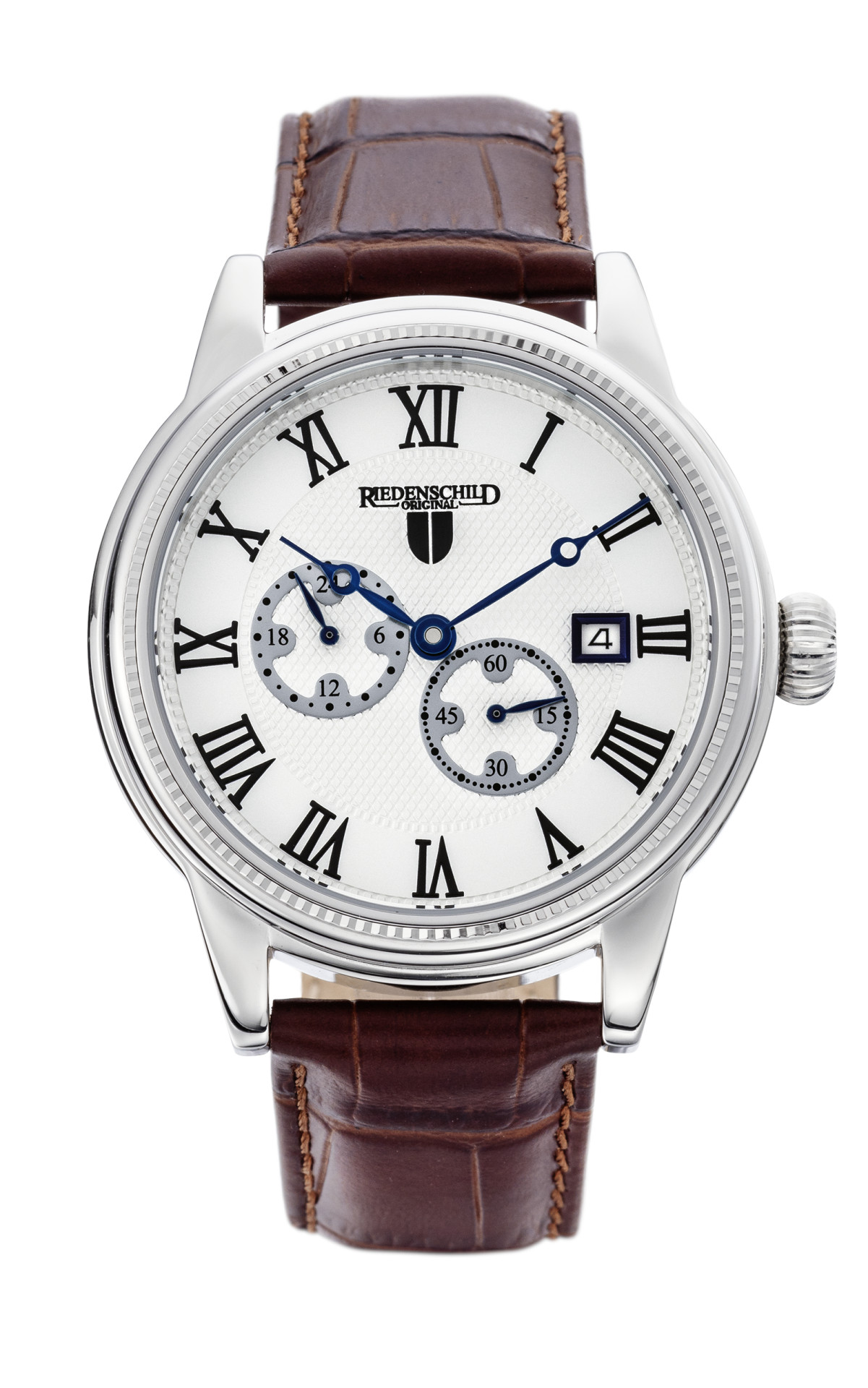 Riedenschild RS7609-02 Automatikuhr Weiss Lederband Braun 42 mm
