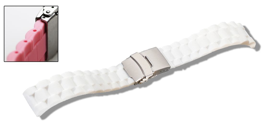 567 Eichmüller 567 Silikonband Uhrenband 18,20 oder 22 mm weiss Faltschliesse