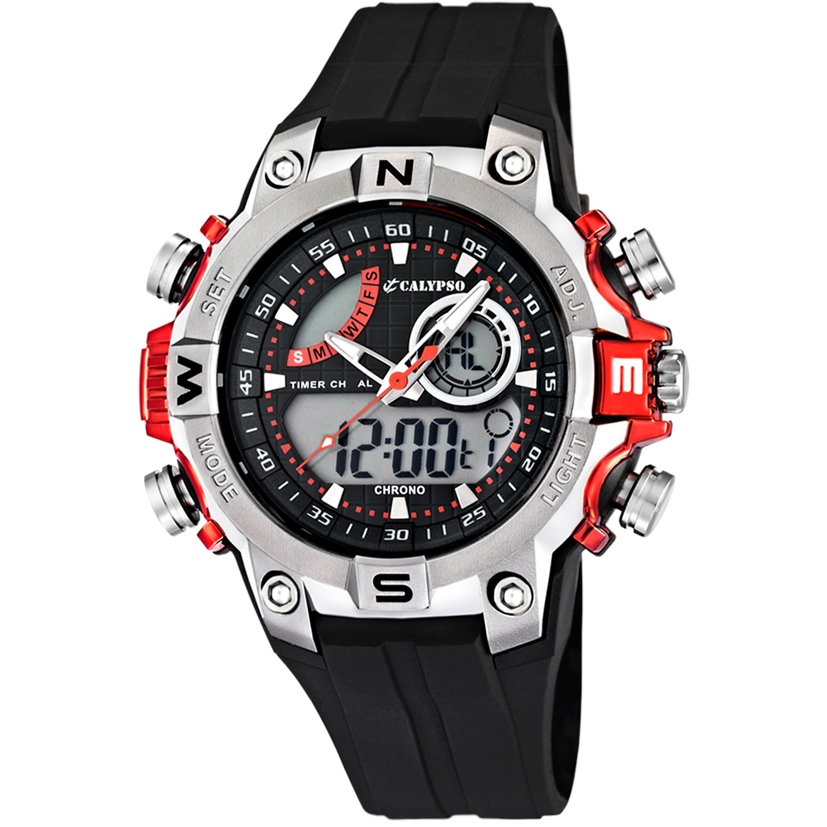 Calypso Herrenuhr K5586-1 Rot Kunststoffband Schwarz 43,5 mm Calypso Herrenuhr K5586-1 Rot Kunststoffband Schwarz 43,5 mm