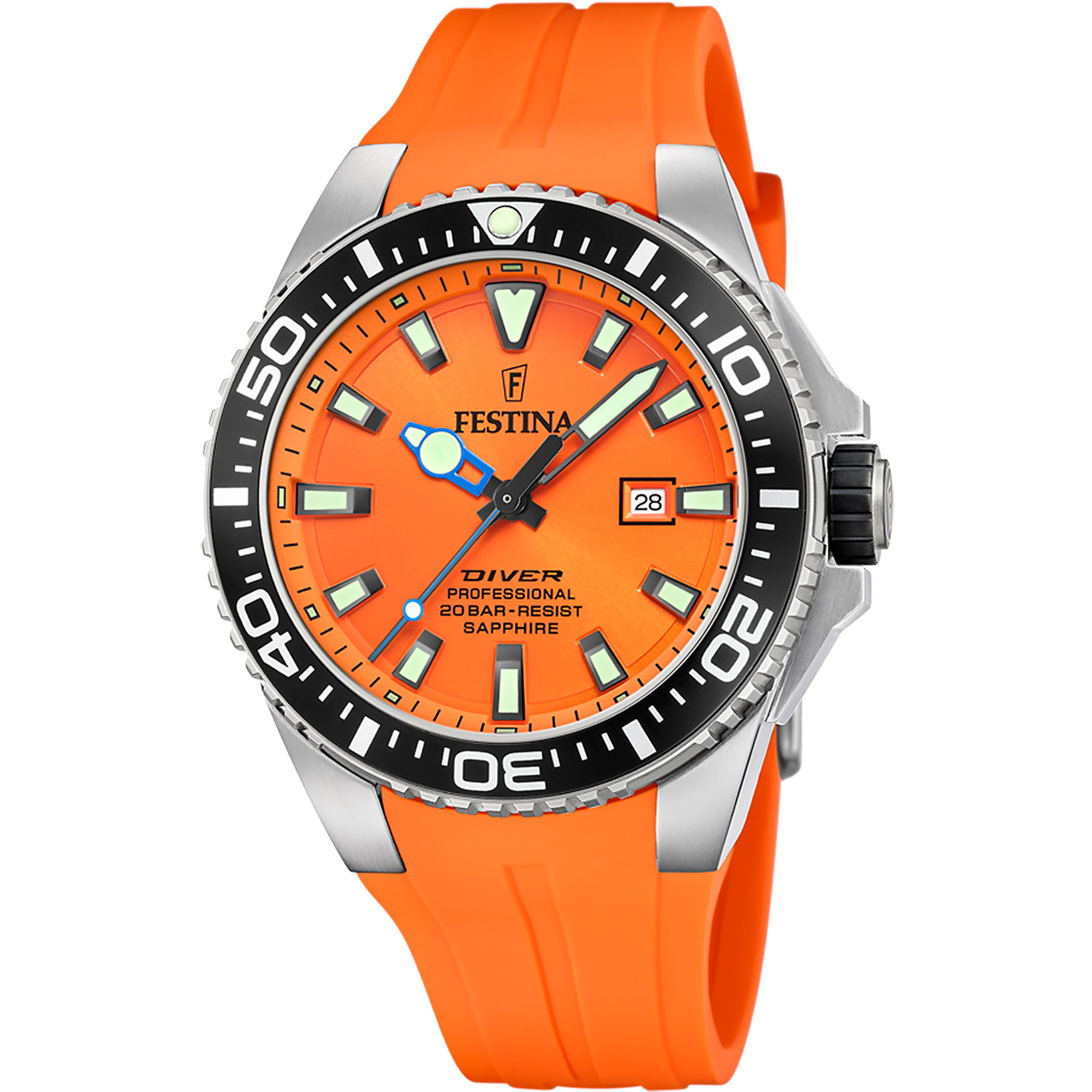 Festina Taucheruhr F20664-4 Orange Silikonband 45,7 mm