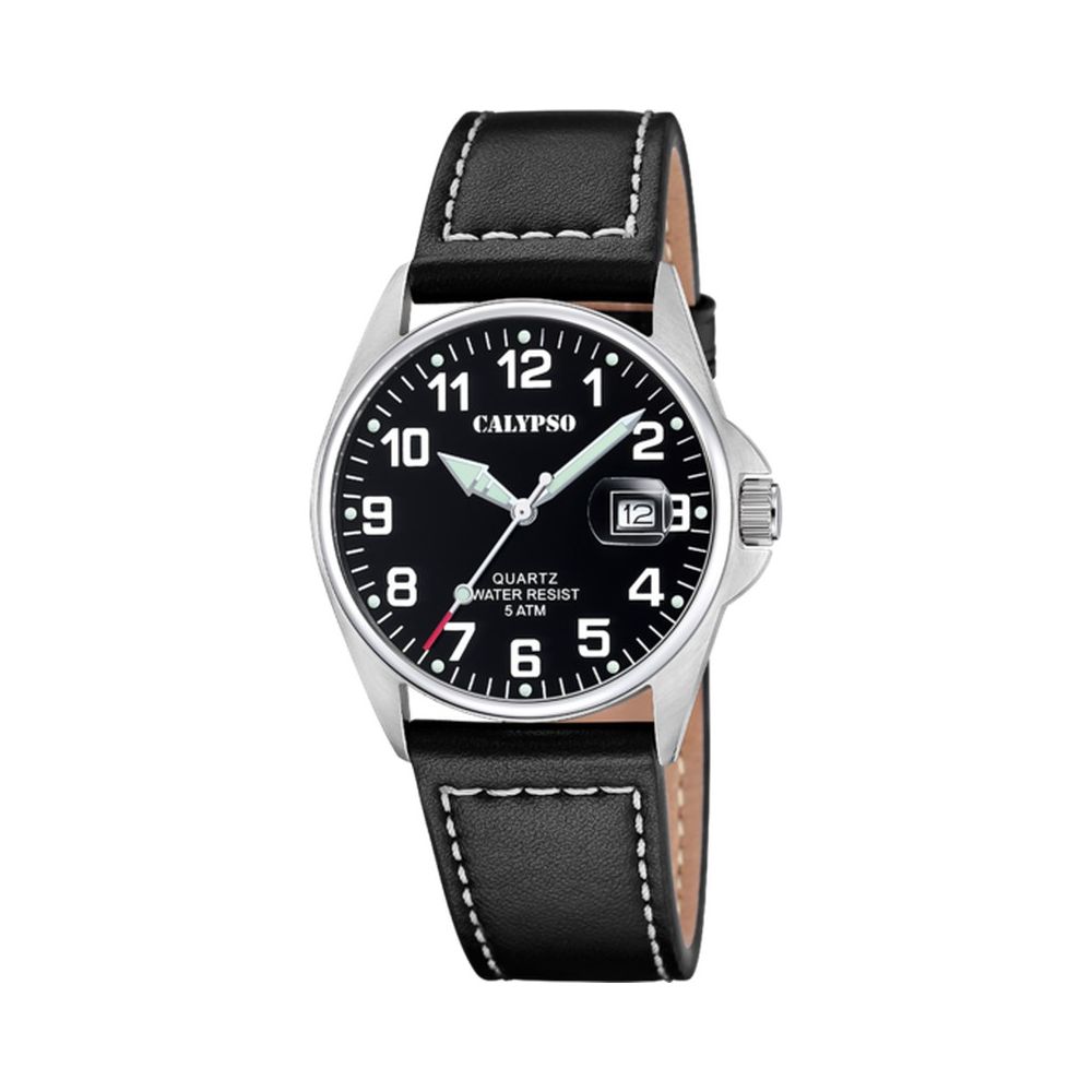 Calypso Basic Herrenuhr K5870-4 Schwarz Lederband 40,2 mm Calypso Basic Herrenuhr K5870-4 Schwarz Lederband 40,2 mm