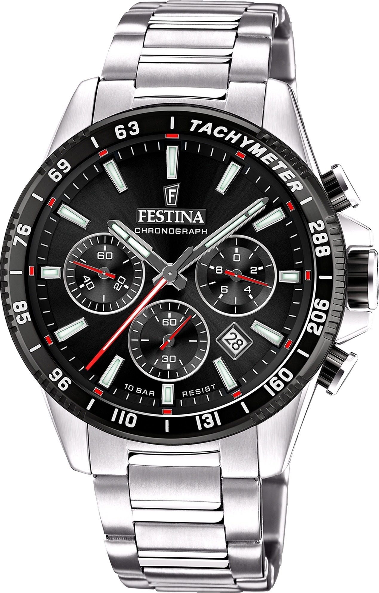 Festina Chronograph F20560-6 Schwarz Edelstahlband 45 mm
