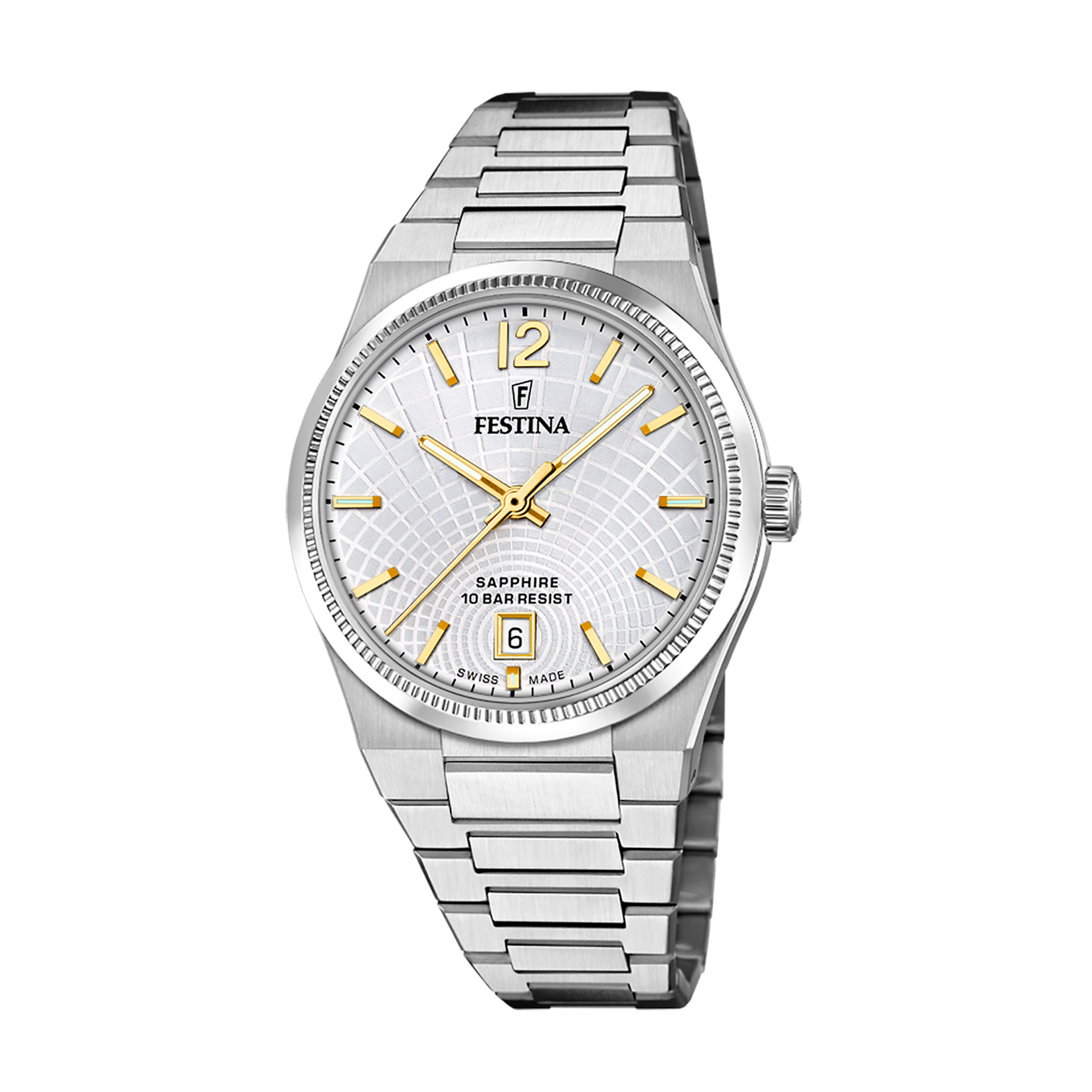 Festina Swiss Made Damenuhr F20052-2 Silbern Edelstahlband 35 mm