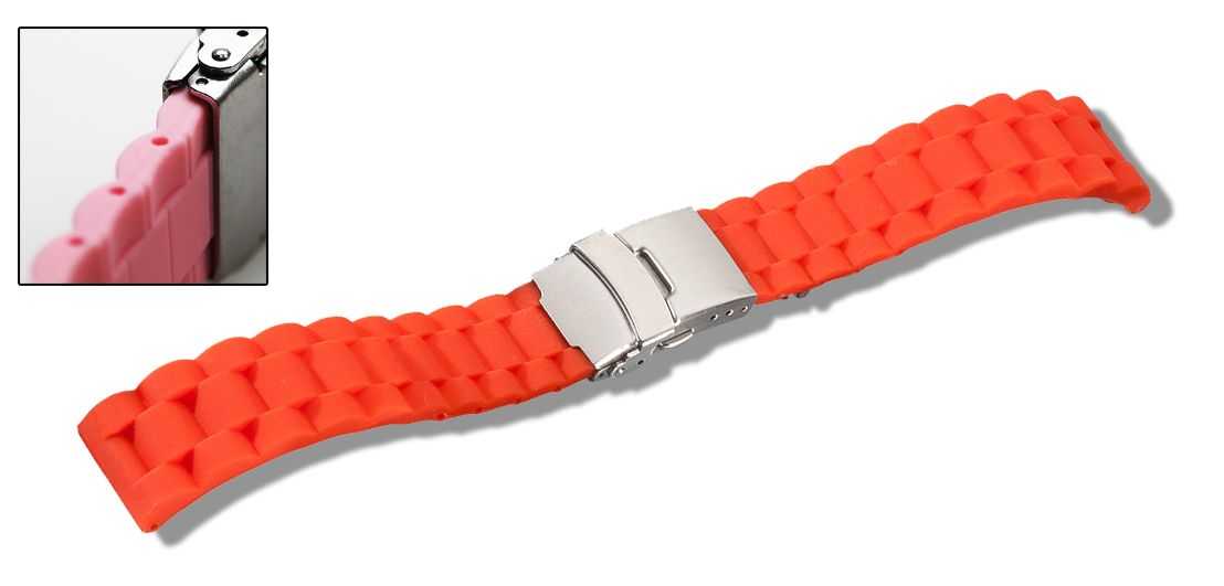 563 Eichmüller 563 Silikonband Uhrenband 18,20 oder 22 mm orange Faltschliesse