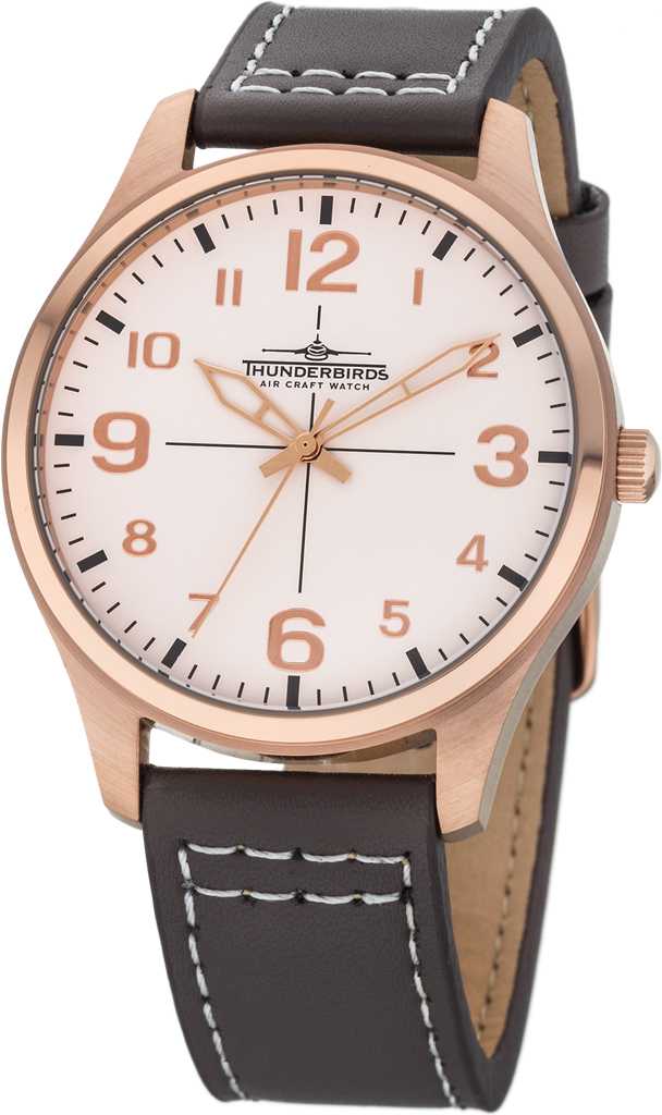 Thunderbirds Herrenuhr TB5000-12 grau-weiss-rose Lederband 40 mm