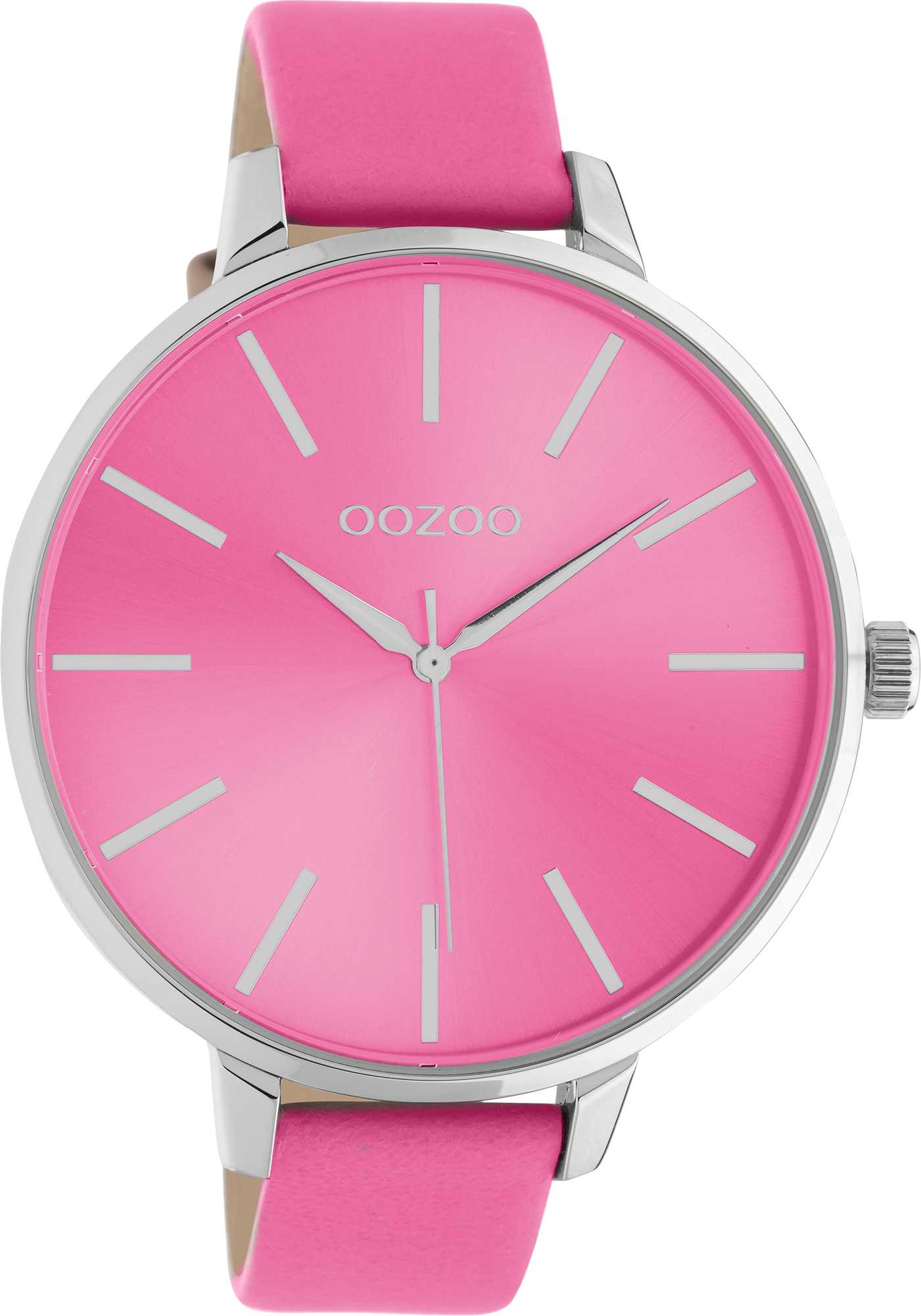 C10984 Oozoo XL Damenuhr C10984 Zifferbatt Glänzend Lederband Pink 48 mm