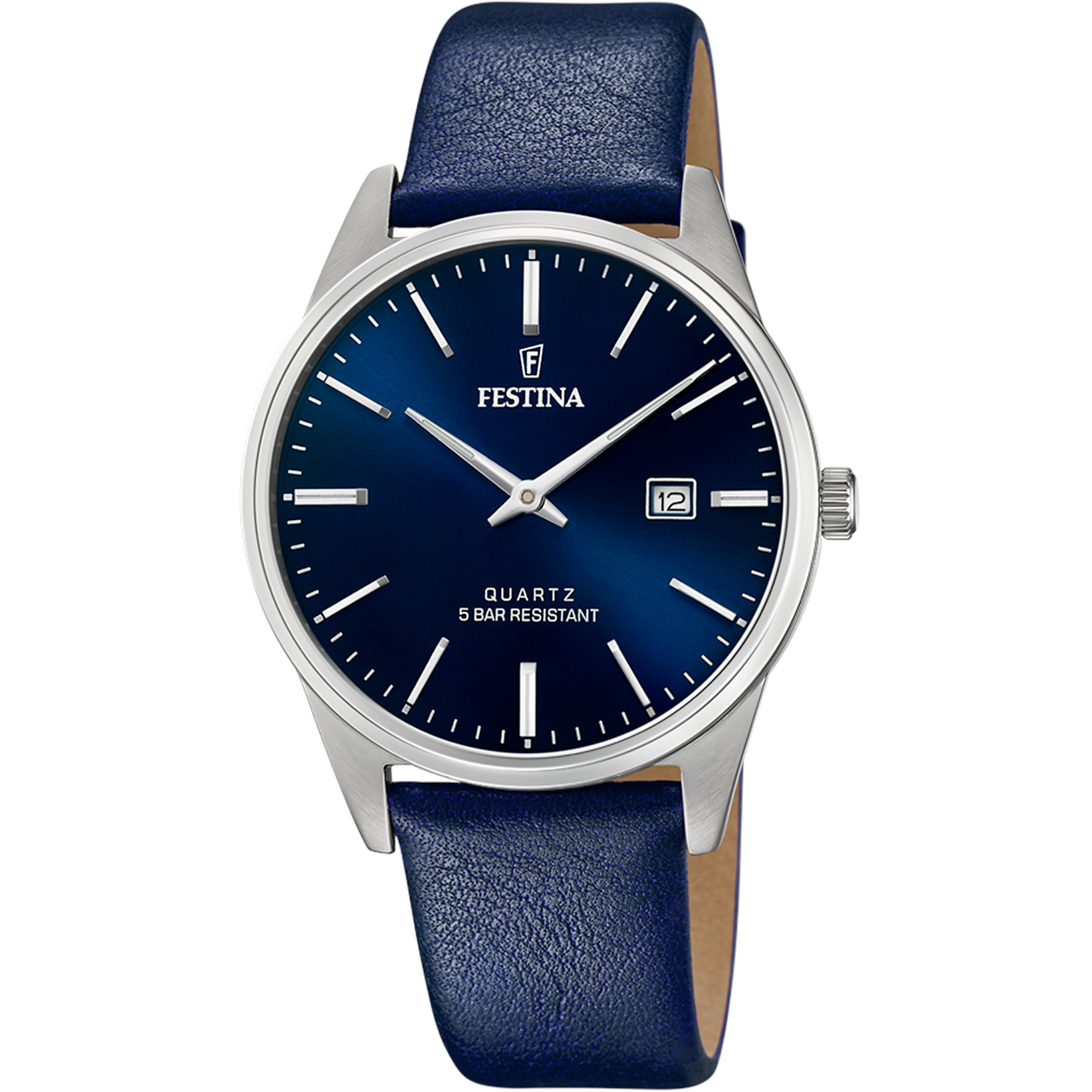 Festina Herrenuhr F20512-3 Blau Lederband 39,3 mm
