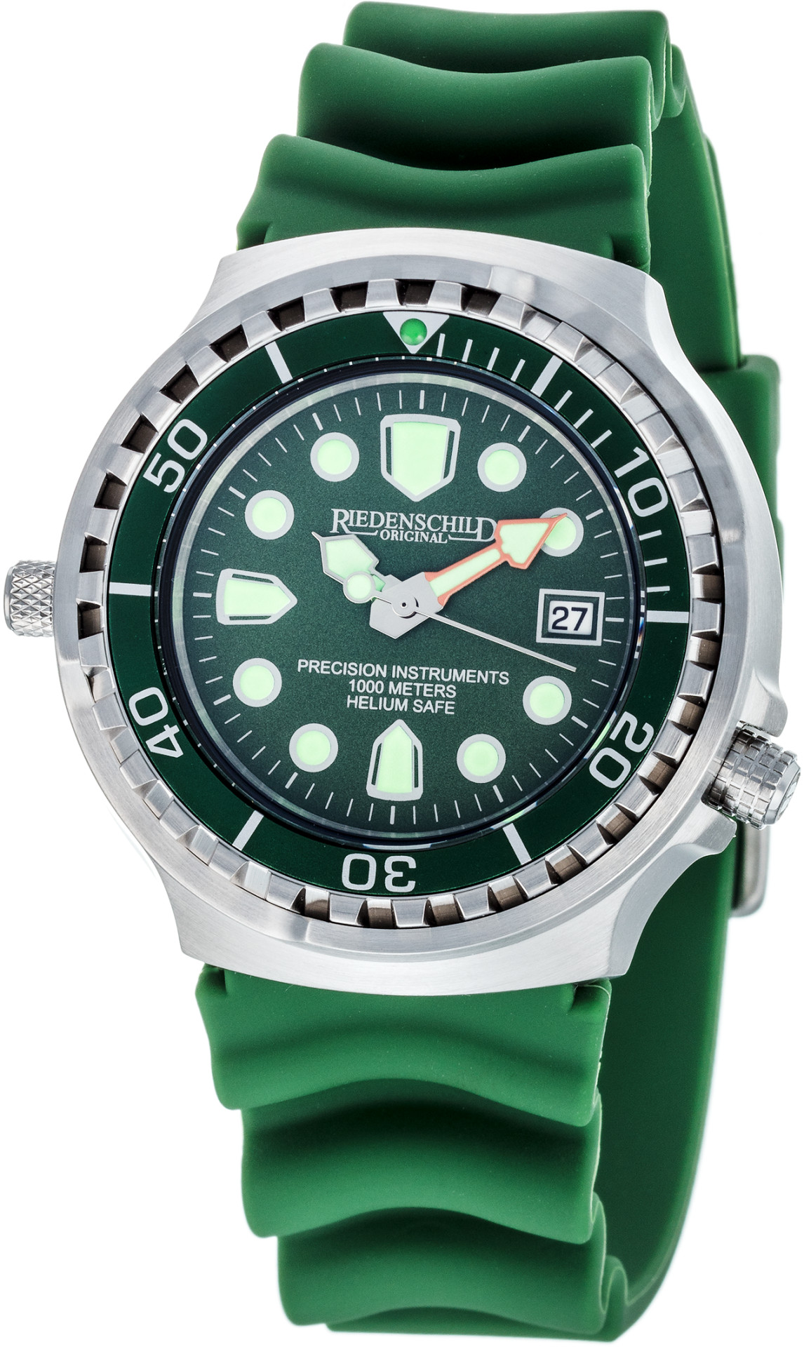 Riedenschild RS9000-14 Taucheruhr Grün 100 ATM Silikonband 46 mm