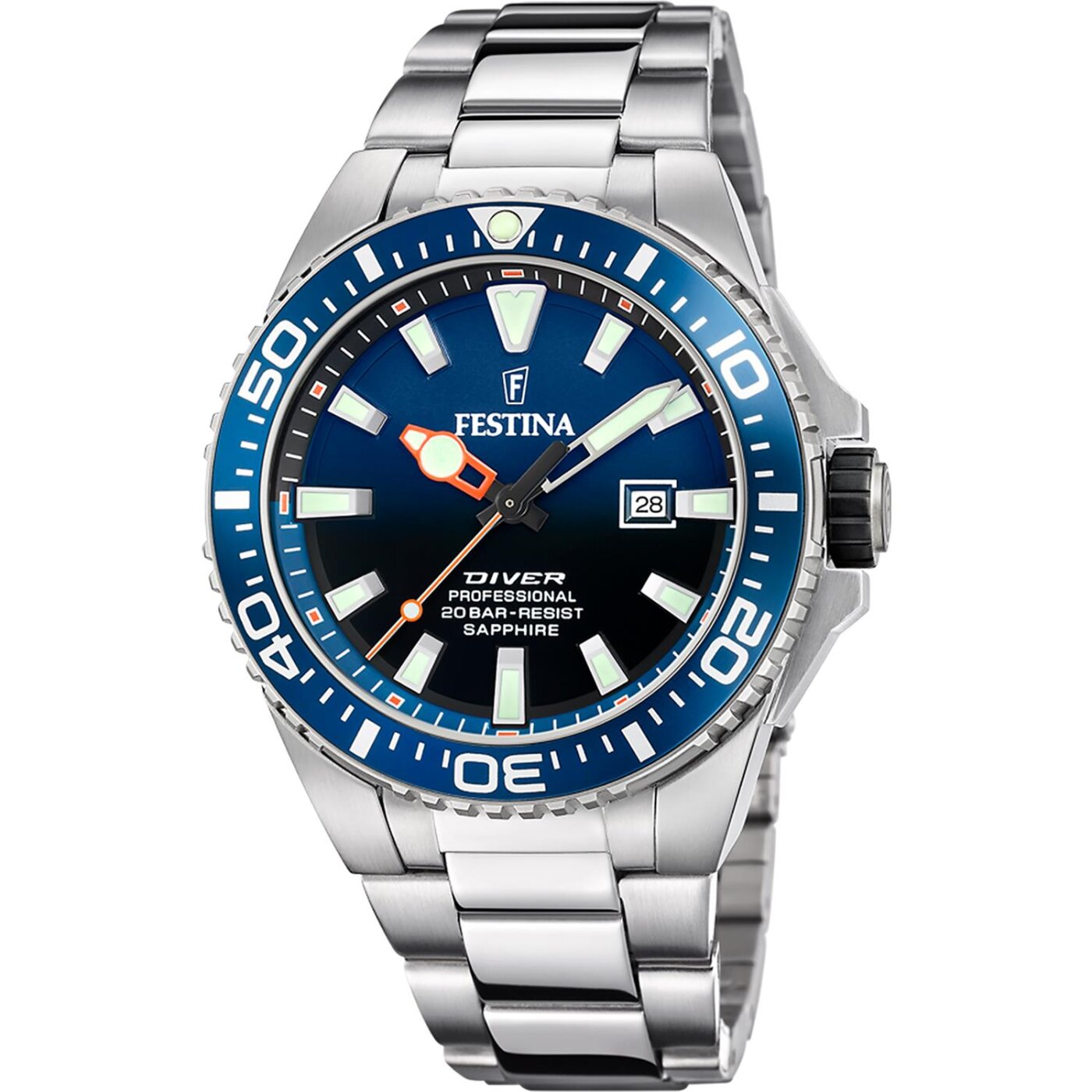 Festina Taucheruhr F20663-1 Blau Edelstahlband 45,7 mm