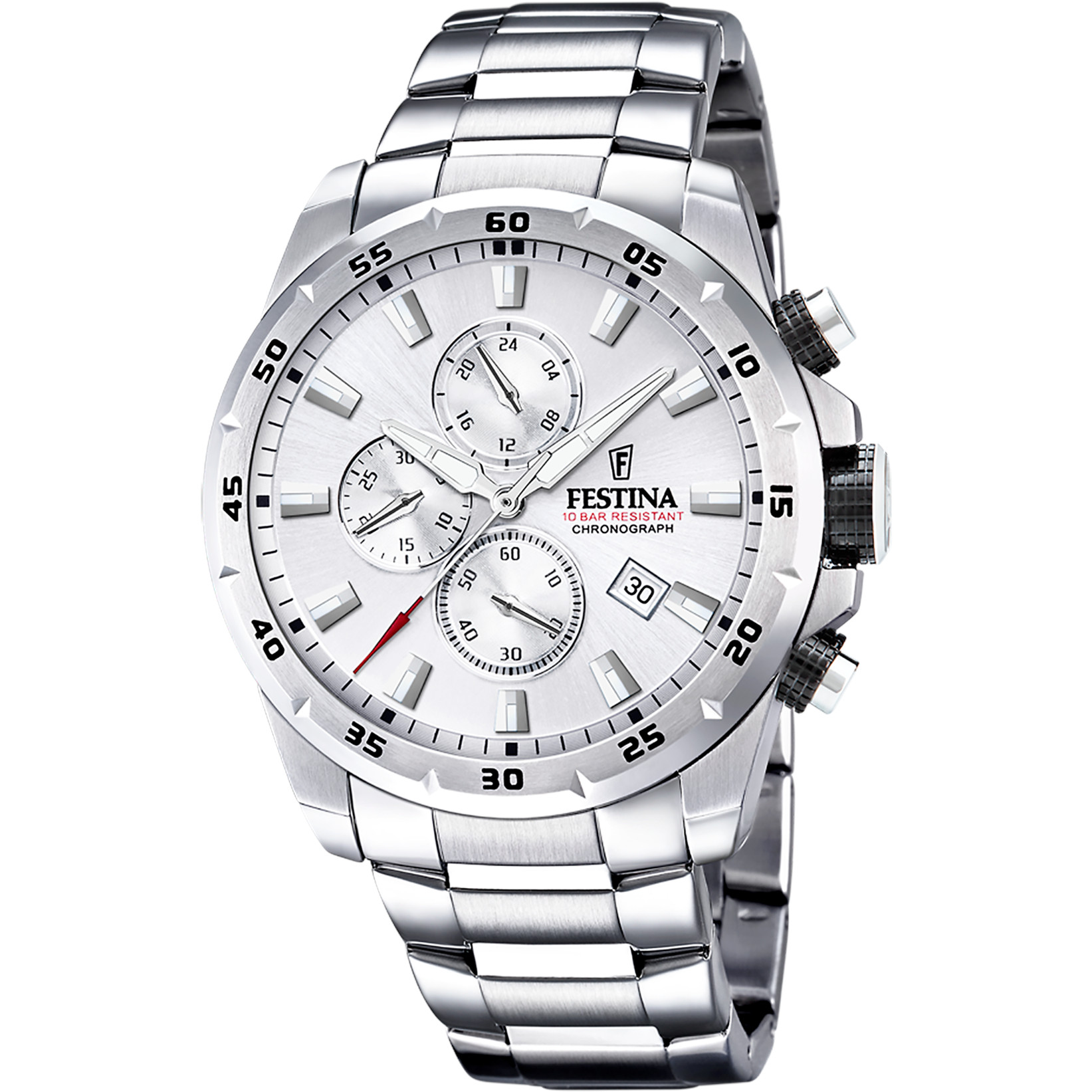 Festina Chronograph F20463-1 Silbern Edelstahlband 45 mm
