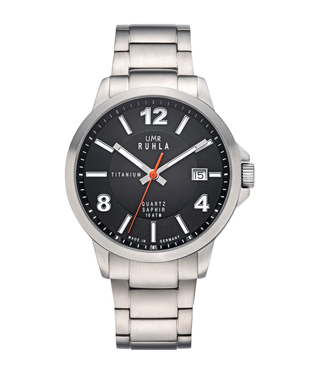 UMR Ruhla 32004 Titan Herrenuhr Schwarz Titanband 40 mm