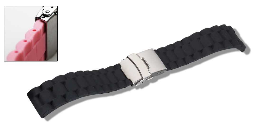 564 Eichmüller 564 Silikonband Uhrenband 18,20 oder 22 mm schwarz Faltschliesse