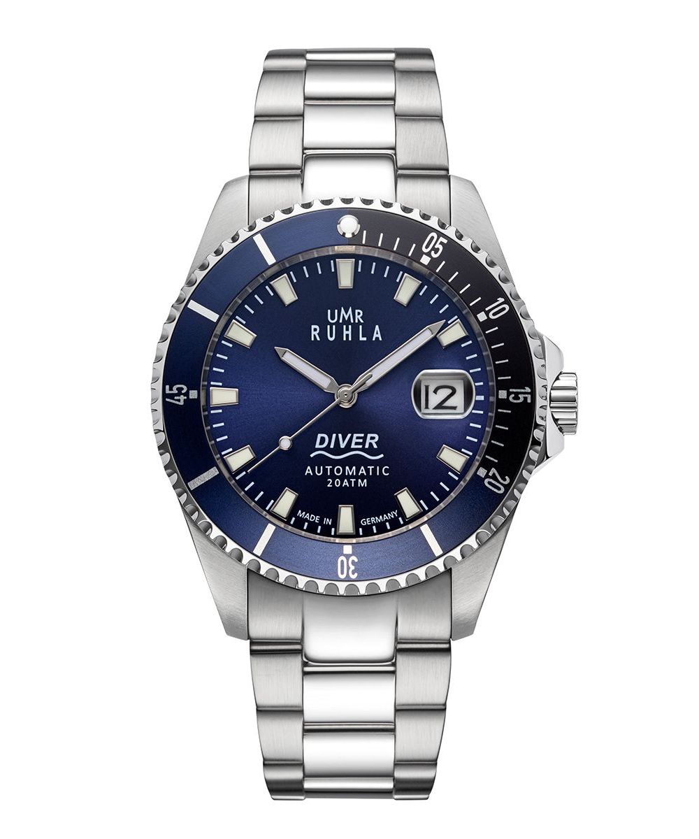 UMR Ruhla 80841 Automatikuhr Taucheruhr Blau Edelstahlband 42,7 mm