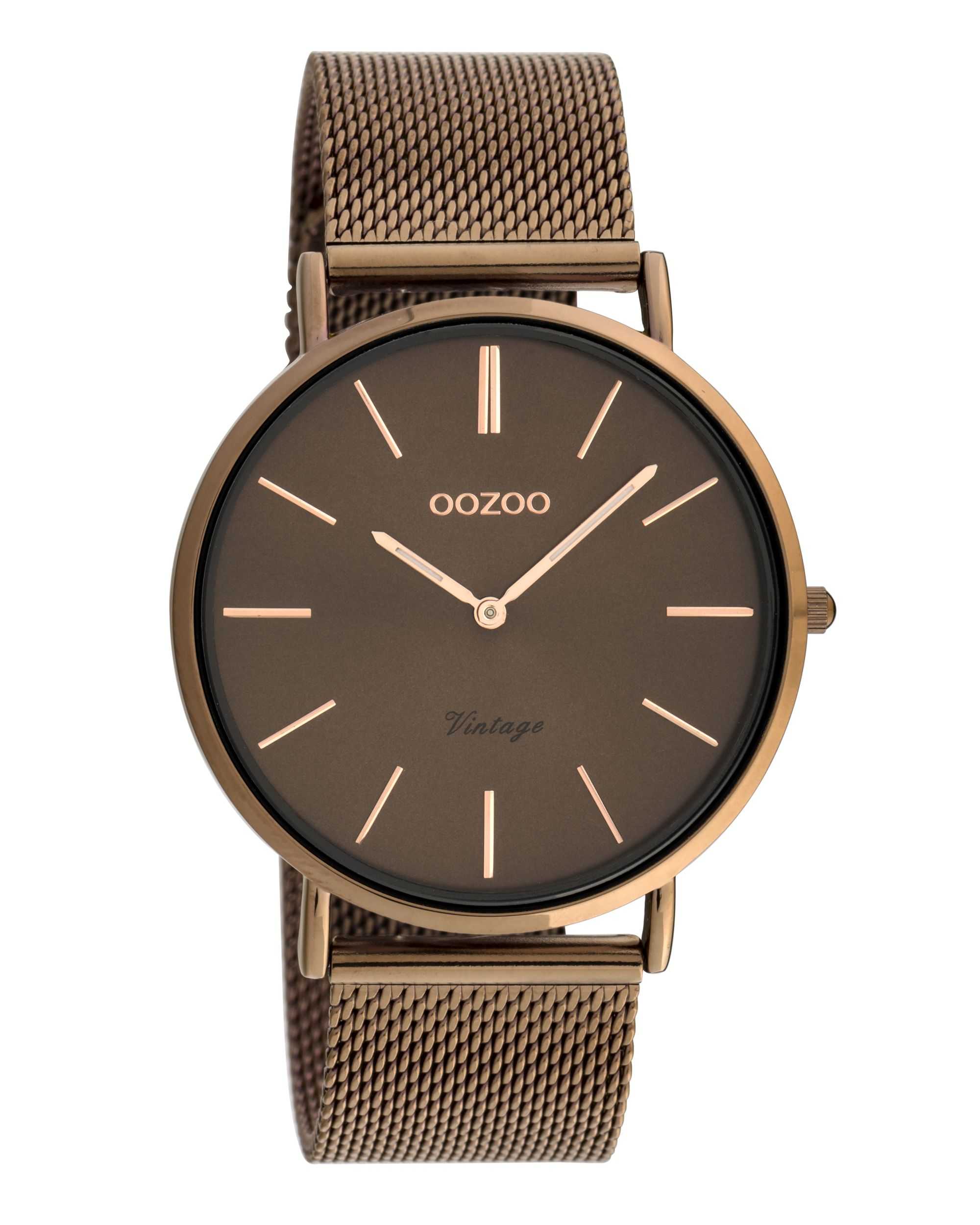 C20004-padded Oozoo Vintage Damenuhr C20004 Coffee Brown Milanaiseband 40 mm