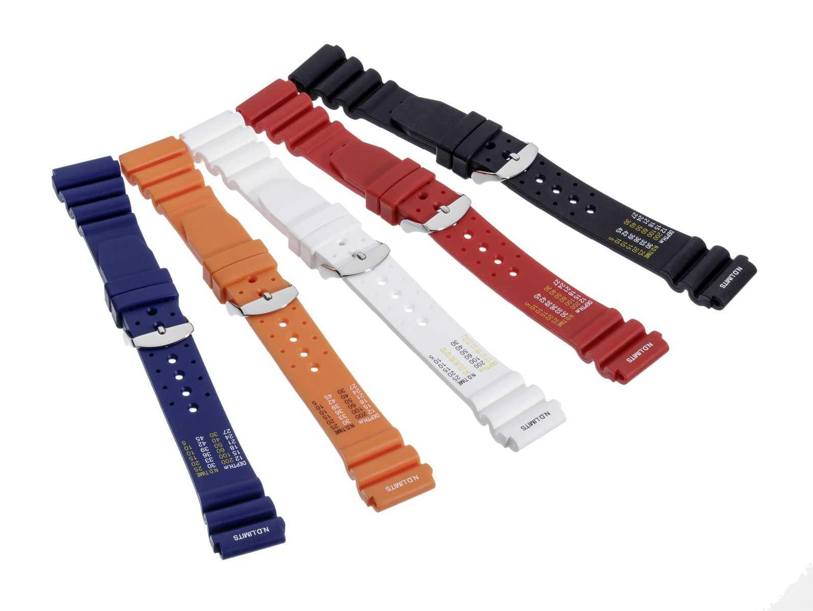 Eichmüller Silikon-Uhrenarmband 22 mm schwarz/rot/blau/weiss/orange Dornschliesse