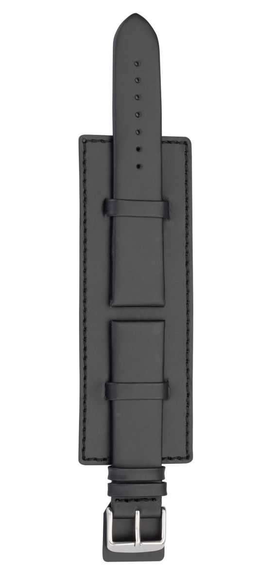 Eichmüller Uhrenarmband 18,20,22 oder 24 mm glattes Kalbsleder schwarz mit Unterlage