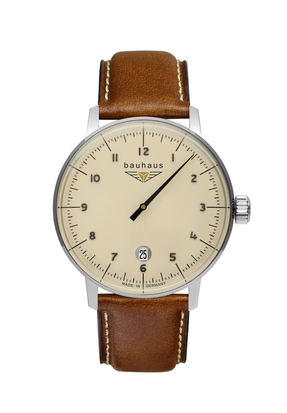 Bauhaus Monotimer 2042-5 Herrenuhr Beige Lederband Braun 40 mm Bauhaus Monotimer 2042-5 Herrenuhr Beige Lederband Braun 40 mm