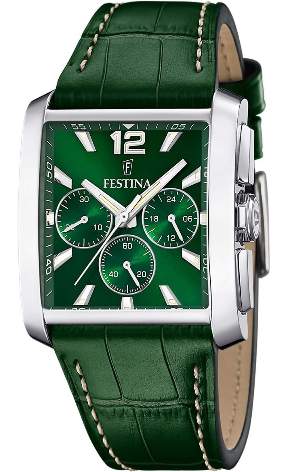 Festina Chronograph F20636-3 Grün Lederband 38x37 mm