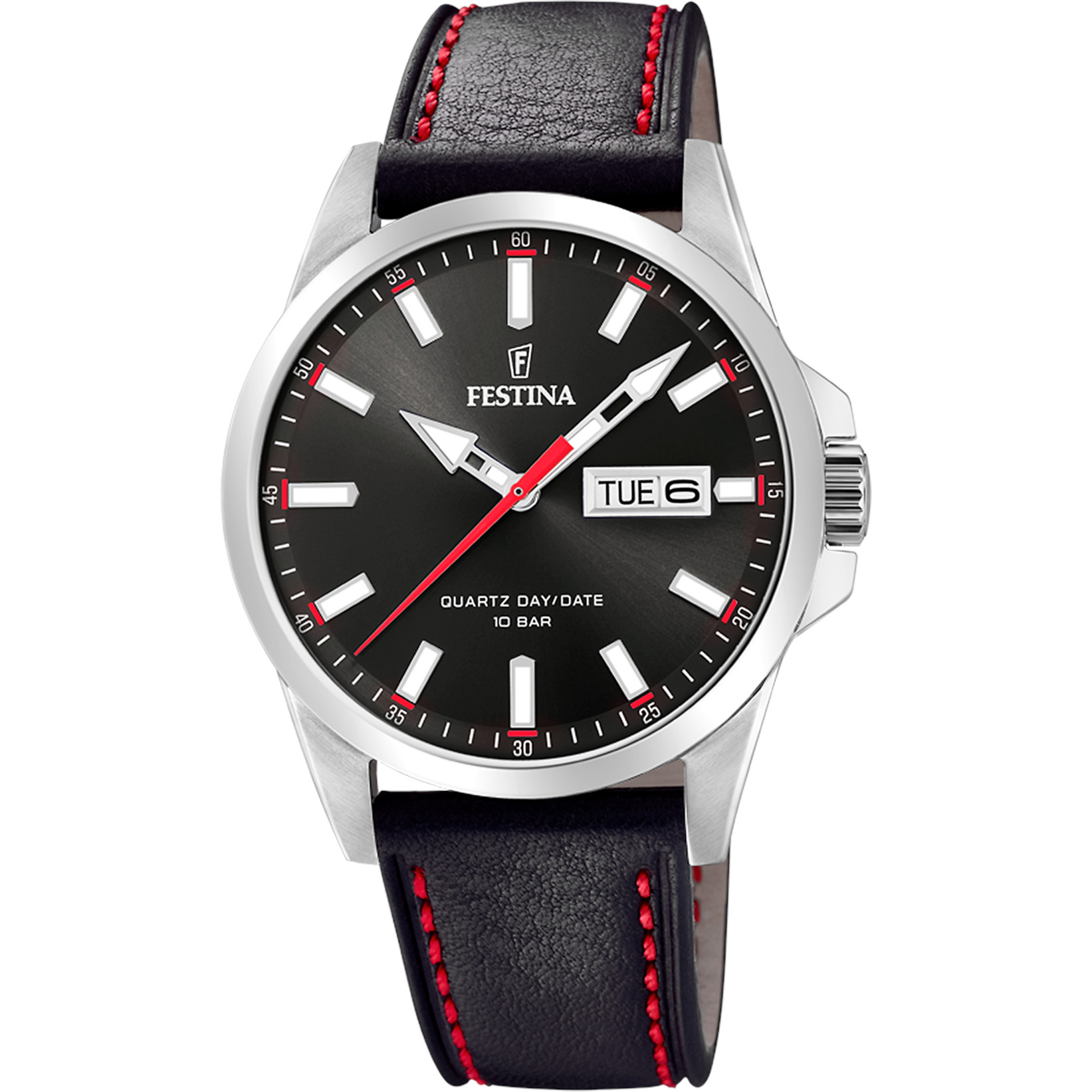 Festina Herrenuhr F20358-4 Schwarz Lederband 41 mm