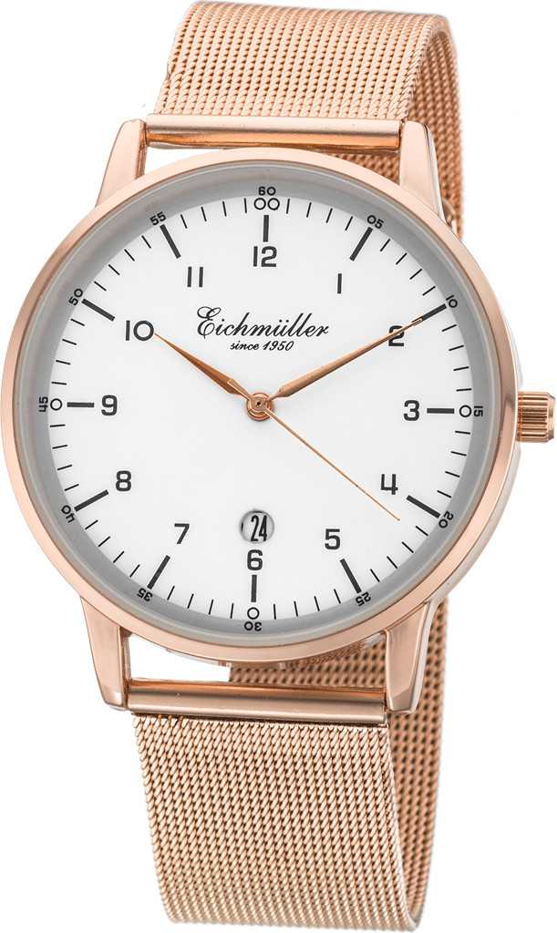 Eichmüller Herrenuhr RE1111 Rosegoldfarben Weiss Milanaiseband 40 mm
