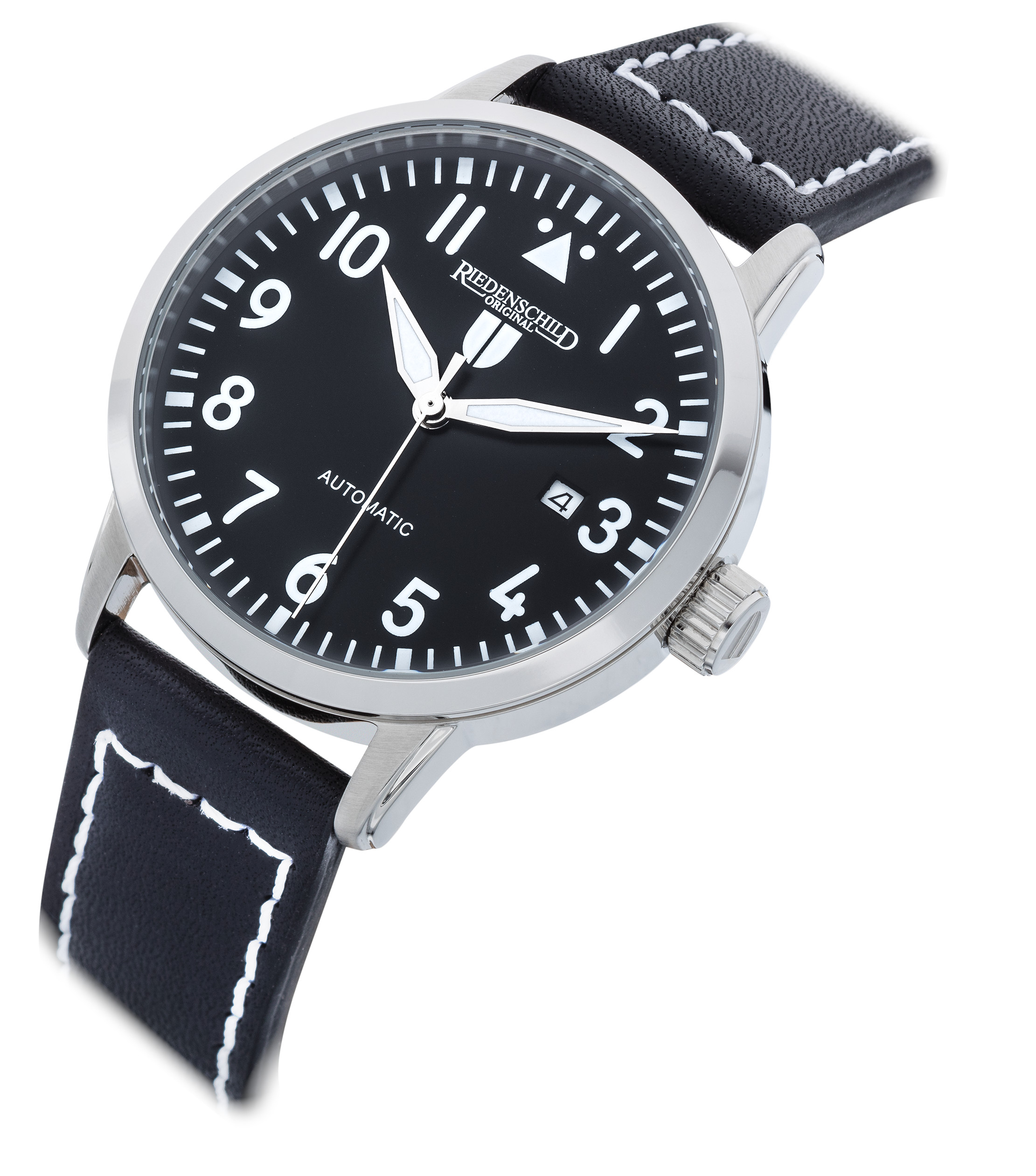 Riedenschild RS7602-02 Flieger Automatikuhr Schwarz Lederband 42 mm