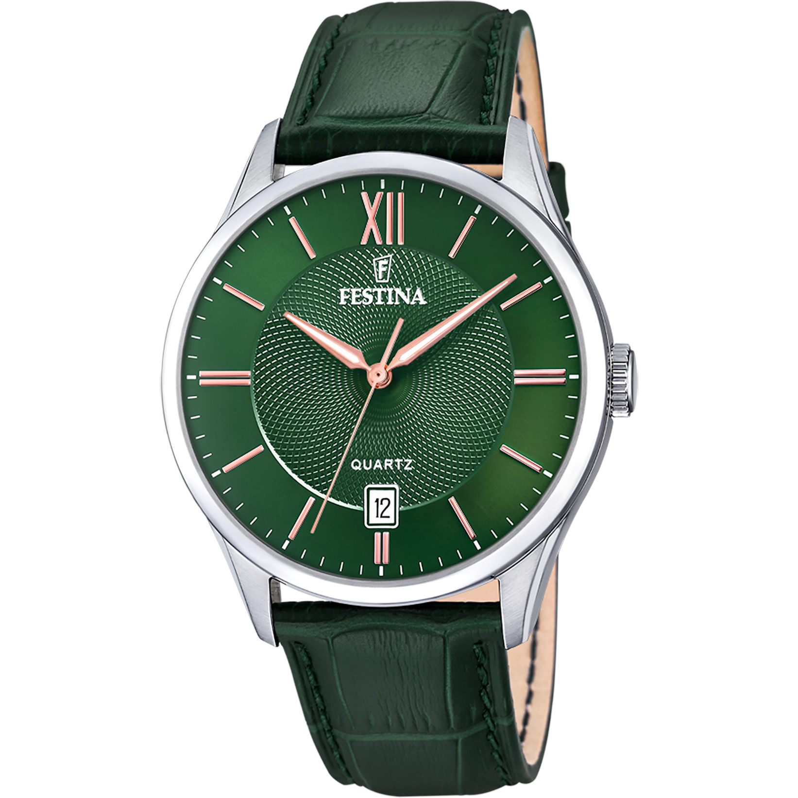 Festina Herrenuhr F20426-7 Grün Lederband Grün 43 mm