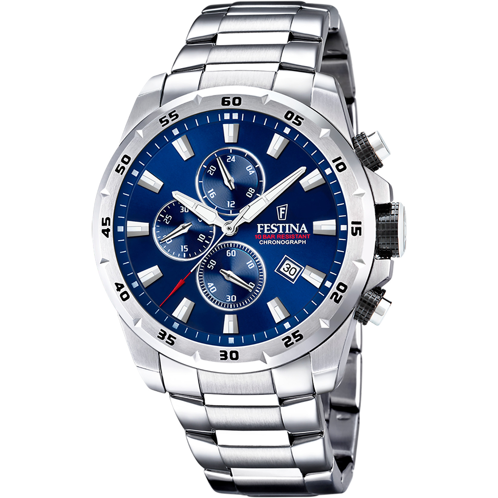 Festina Chronograph F20463-2 Blau Edelstahlband 45 mm