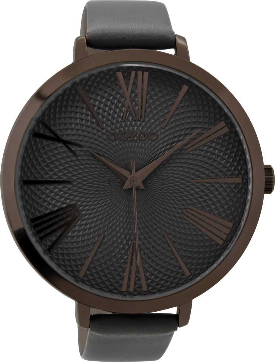 C9217 Oozoo XXL Damenuhr C9217 Elefantengrau Mandala-Zifferblatt Lederband 48 mm