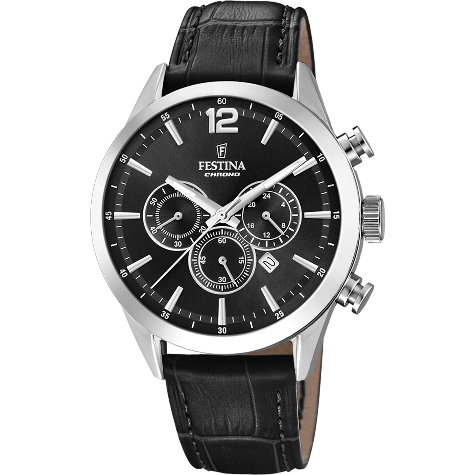 Festina Chronograph F20542-5 Schwarz Lederband 43,5 mm