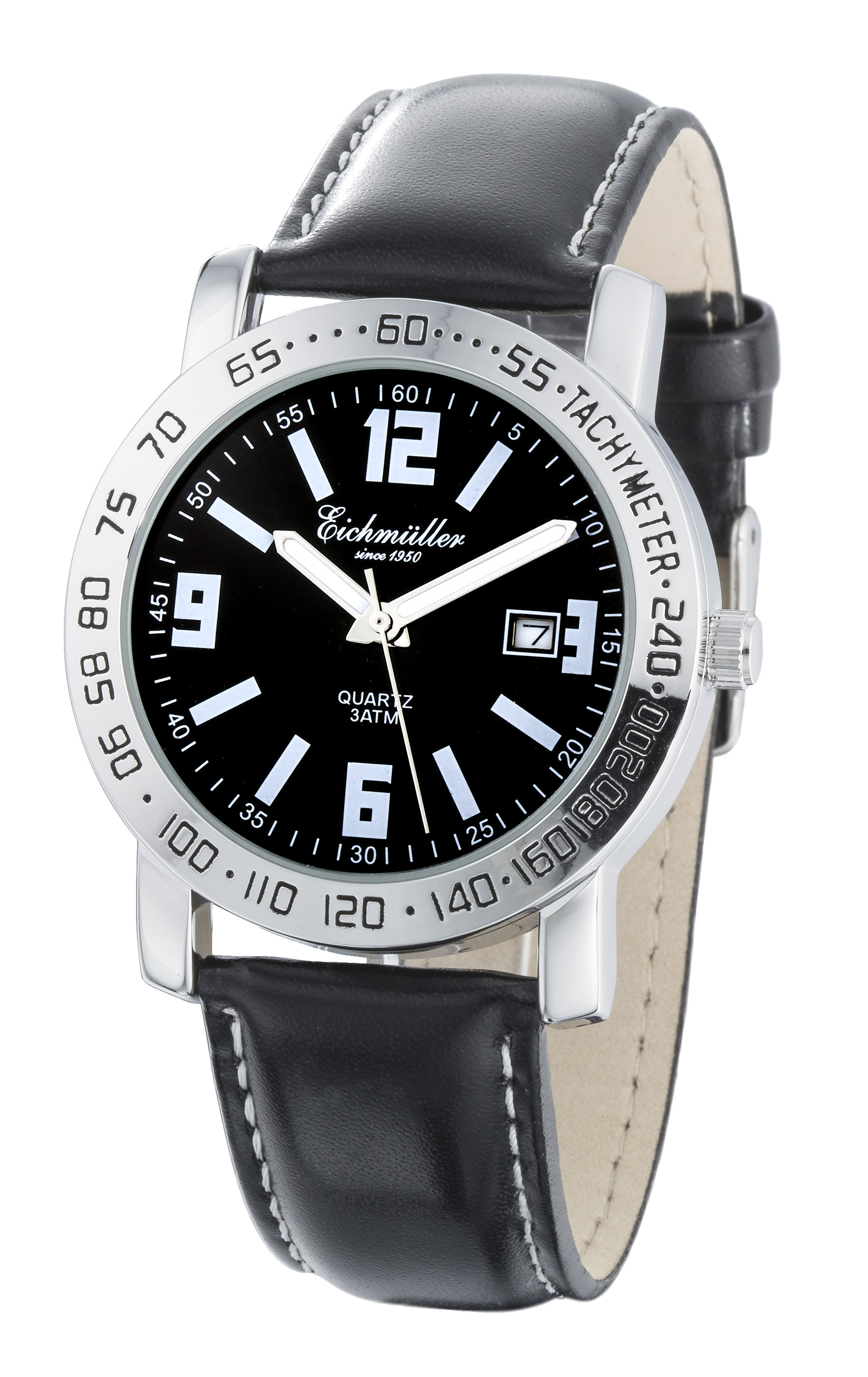 Eichmüller RE1178 Sportliche Herrenuhr Schwarz 41 mm