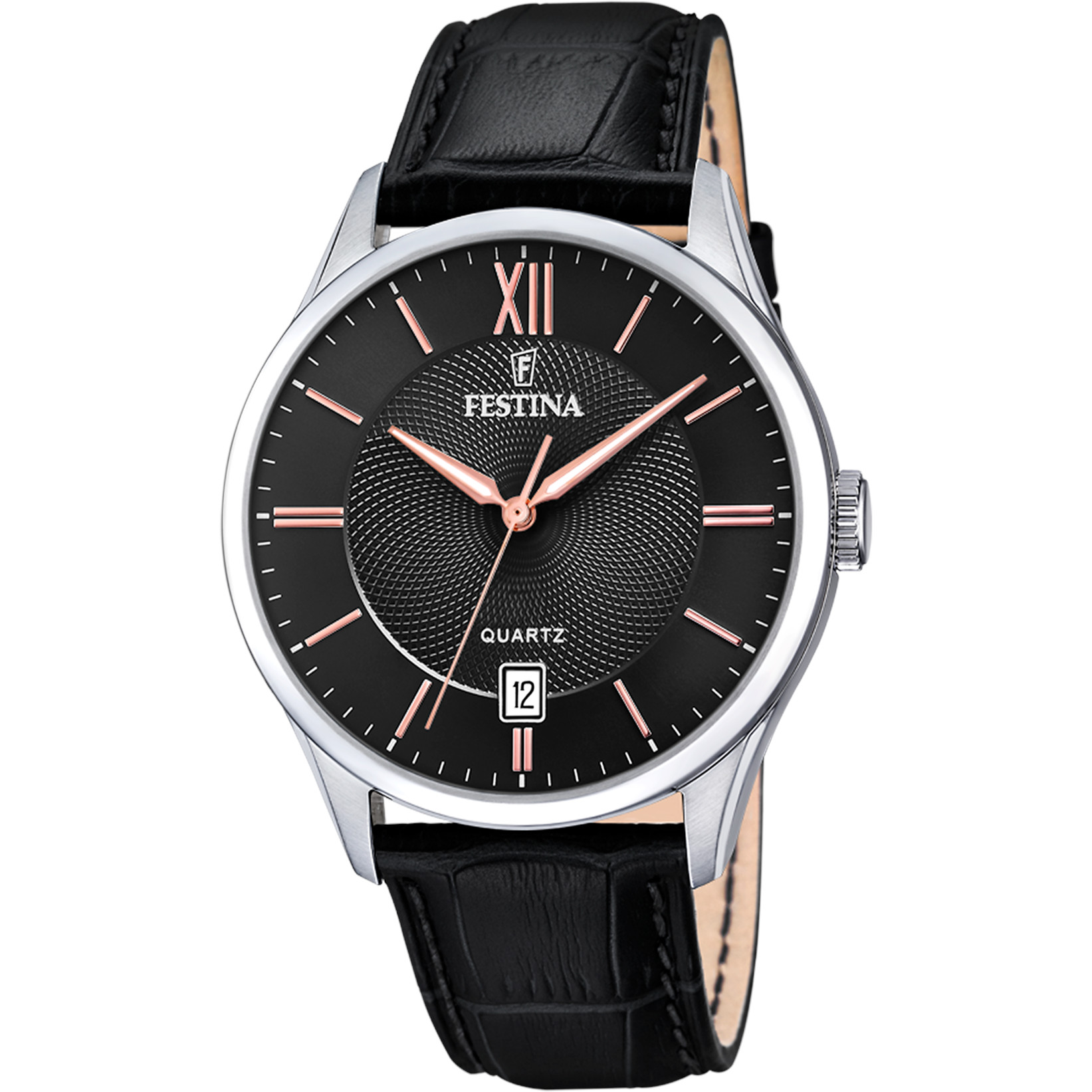 Festina Herrenuhr F20426-6 Schwarz Lederband 43 mm