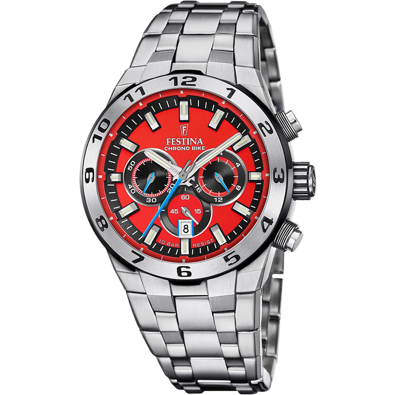 Festina Chrono Bike Chronograph F20670-5 Rot Edelstahlband 44,5 mm