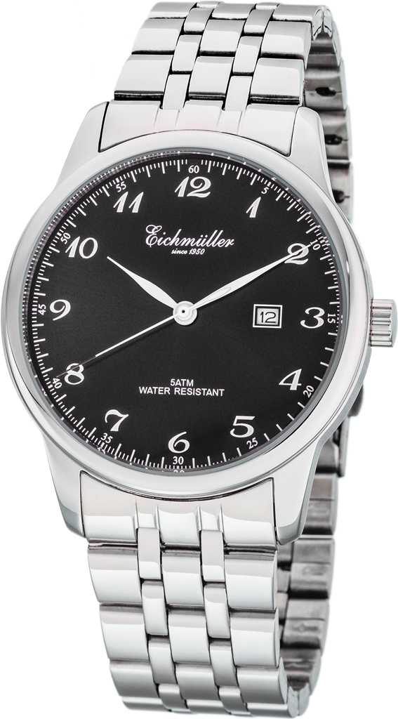 Eichmüller Herrenuhr RE1064 Edelstahl schwarz Metallband 42 mm
