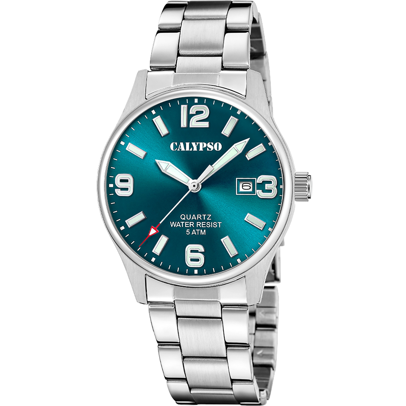 Calypso Basic Herrenuhr K5860-5 Petrol Edelstahlband 39,5 mm Calypso Basic Herrenuhr K5860-5 Petrol Edelstahlband 39,5 mm