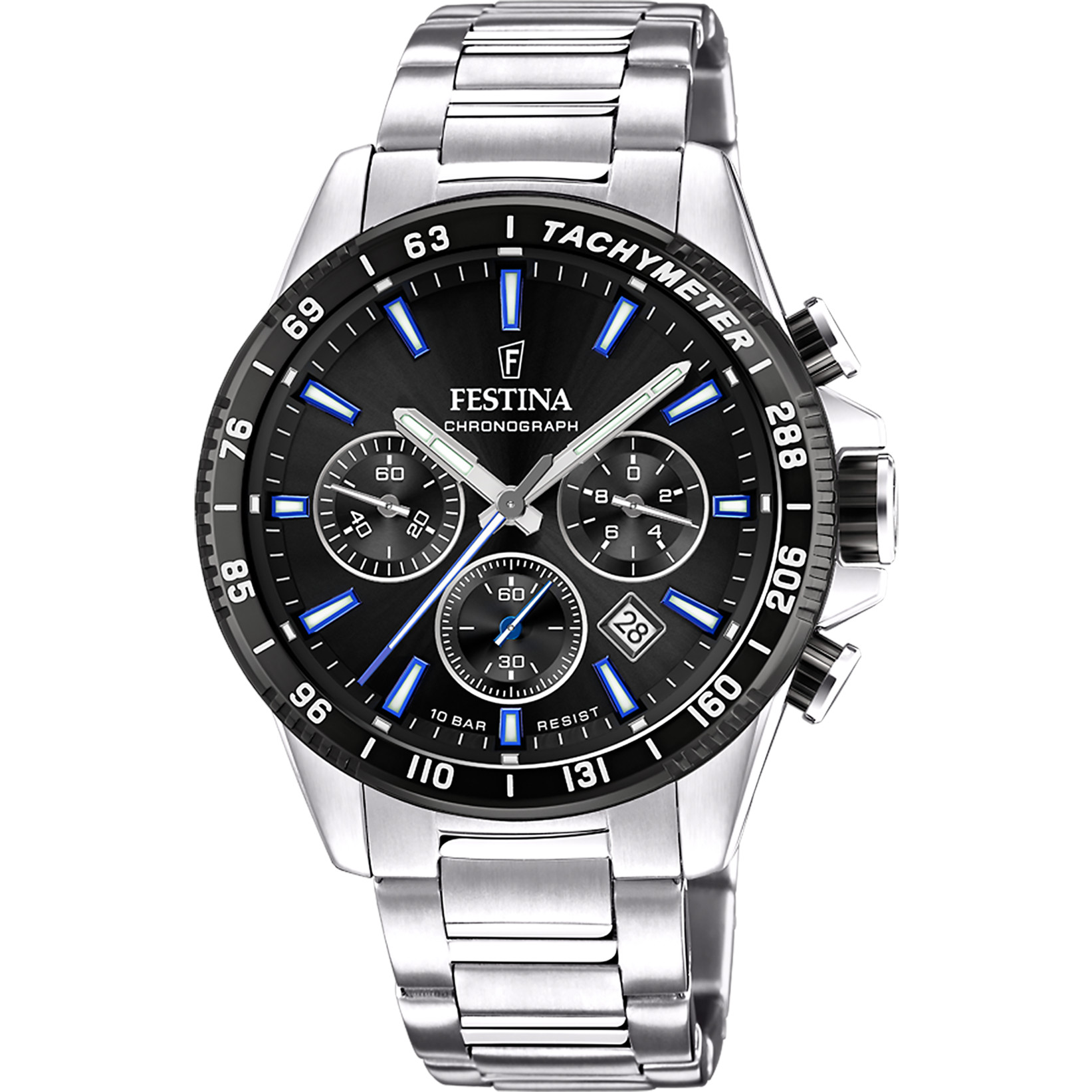 Festina Chronograph F20560-5 Schwarz Edelstahlband 45 mm