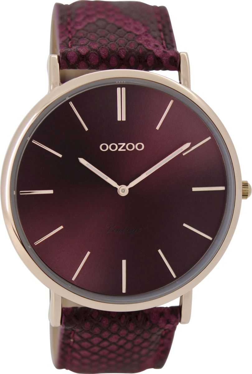 C9303 Oozoo Vintage Damenuhr C9303 -bordeaux/rose - Lederband - 44 mm