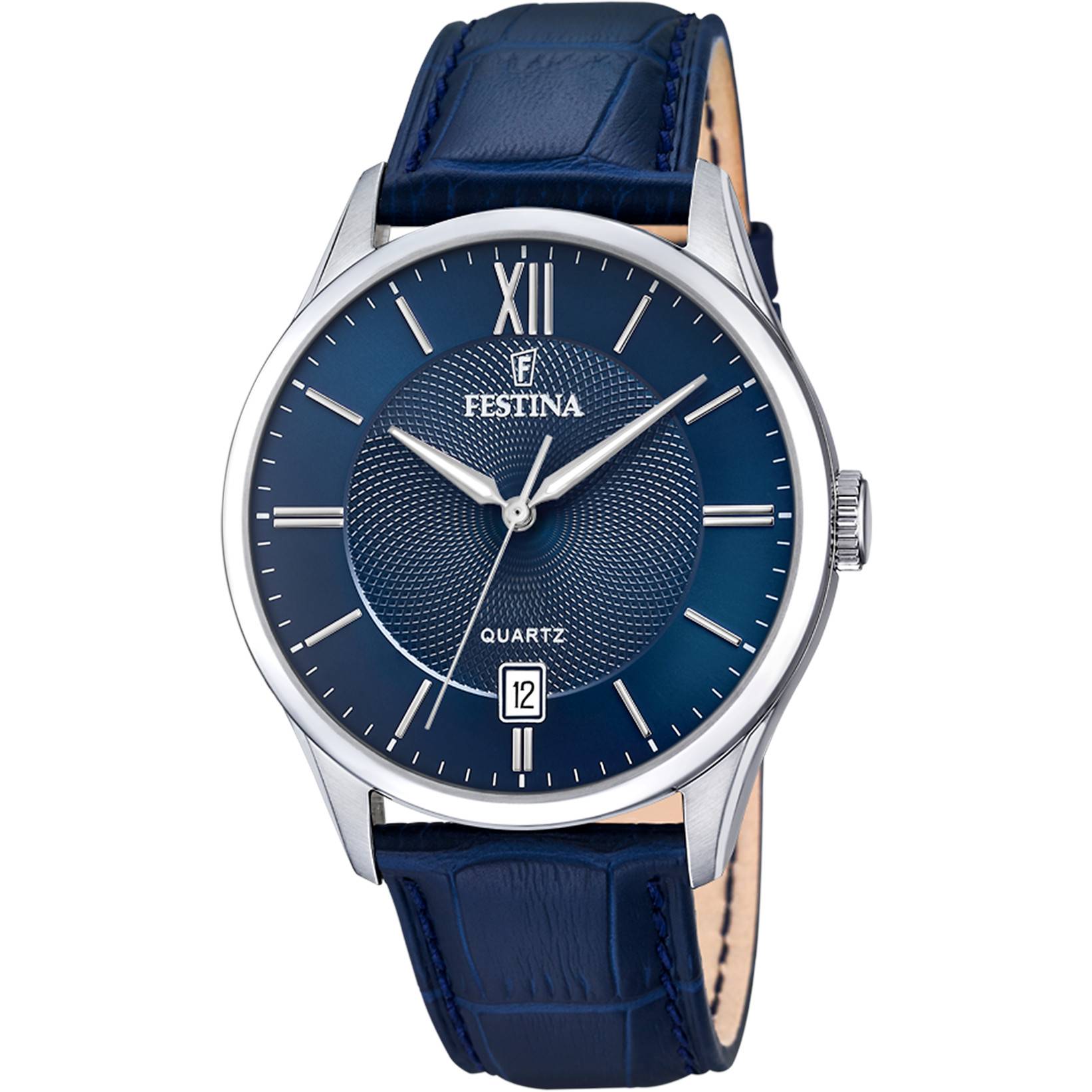 Festina Herrenuhr F20426-2 Blau Lederband 43 mm