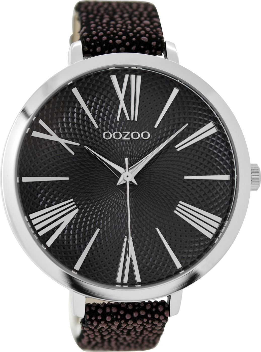 C9173 Oozoo Snake Look XXL Damenuhr C9173 Schwarz Mandala Zifferblatt Lederband 48 mm
