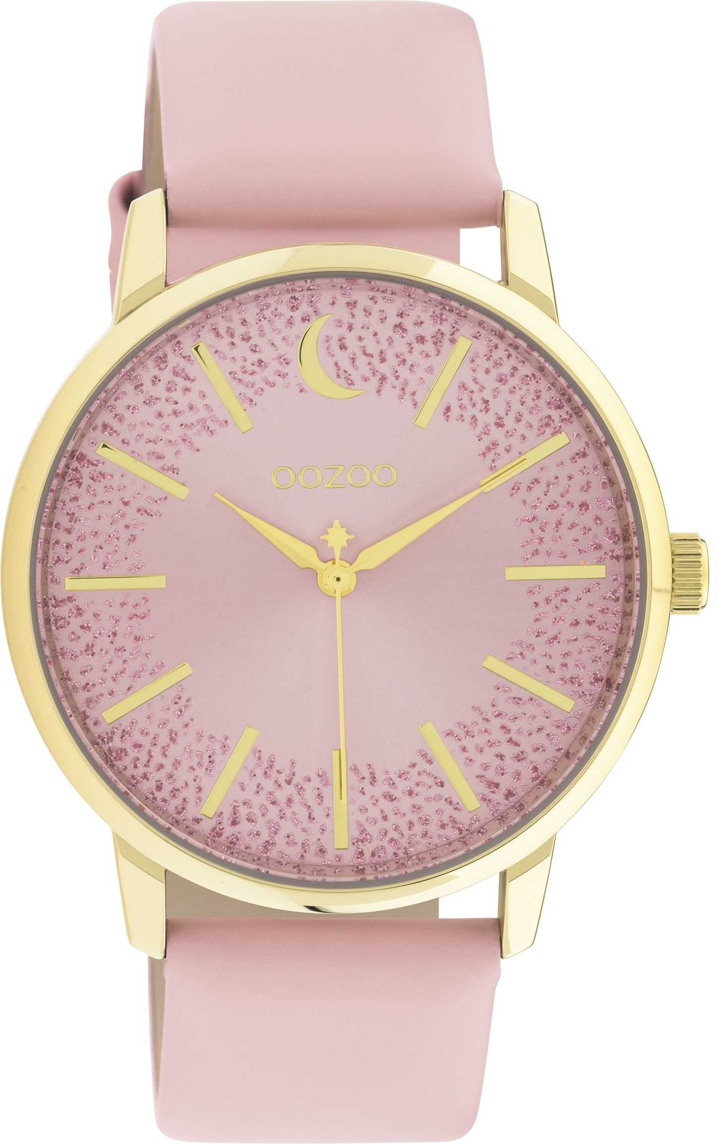C11042 Oozoo Damen Uhr C11042 Armbanduhr Rosa Gold Glitzer-Zifferblatt Lederband 40 mm