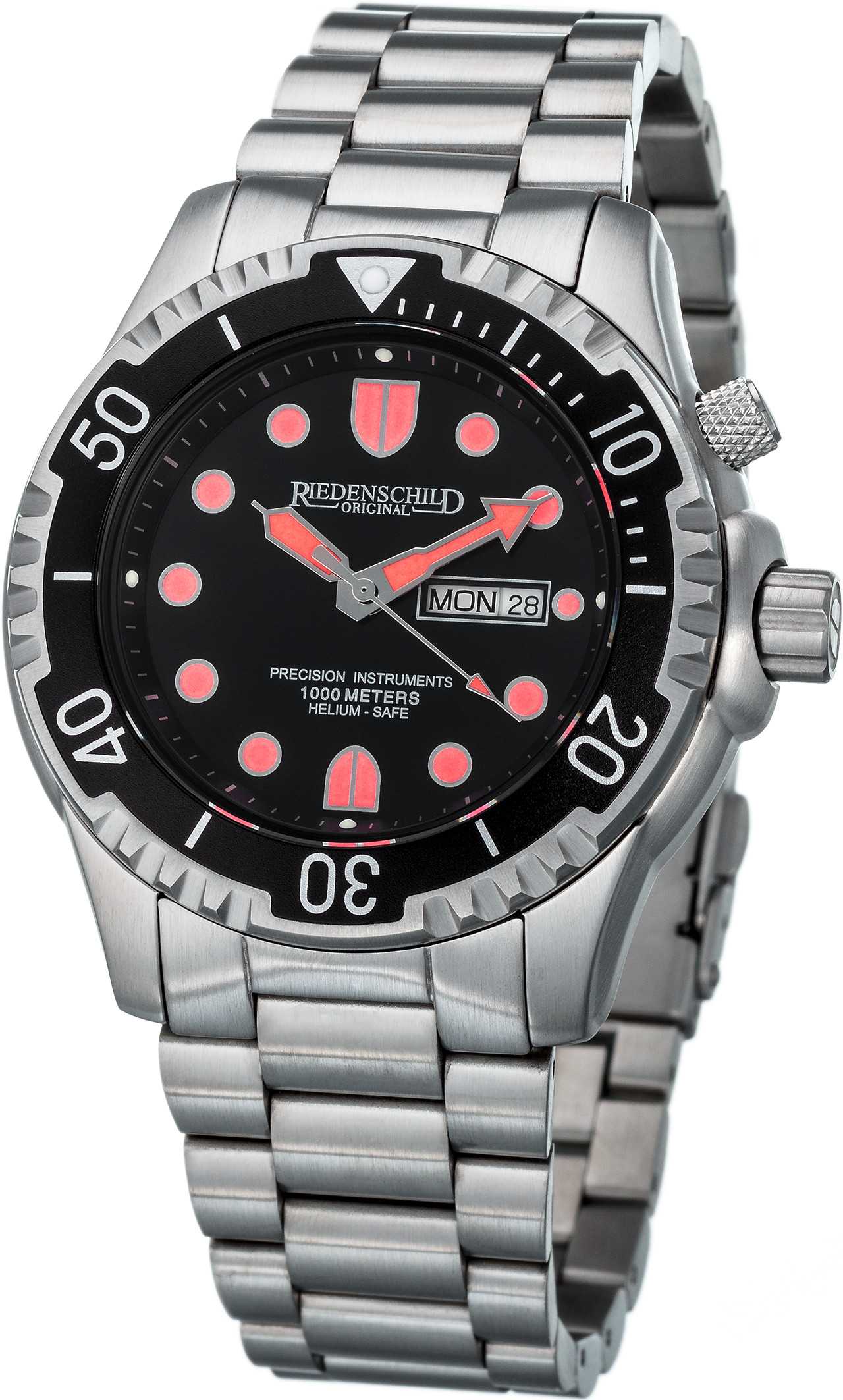 Riedenschild RS8000-02 Taucheruhr Rot/Schwarz 100ATM Silikon-/Edelstahlband 46 mm