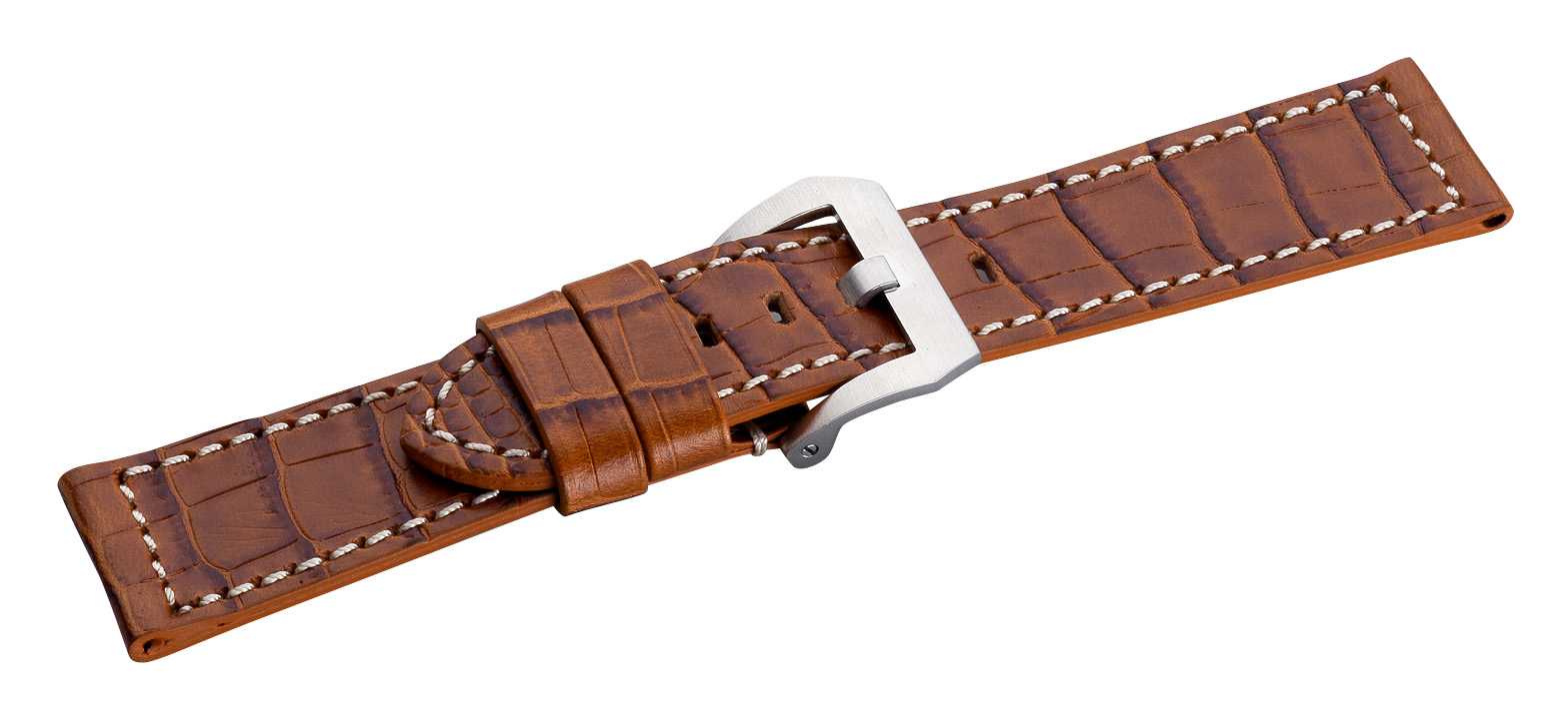 Eichmüller 732 Leder Uhrenband 22,24 oder 26 mm braun Alligator-Narbung Dornschliesse