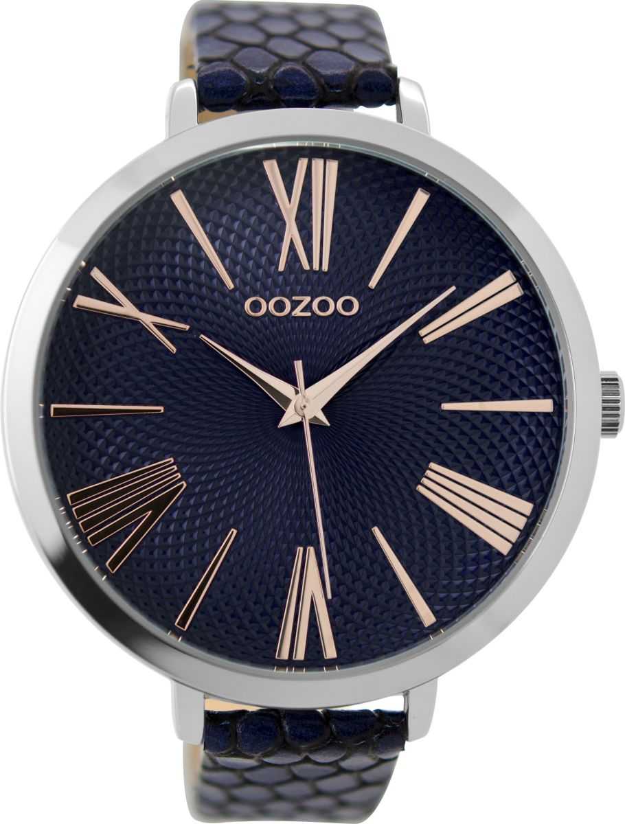C9218 Oozoo Snake Look XXL Damenuhr C9218 Dunkelblau Mandala Zifferblatt Lederband 48 mm