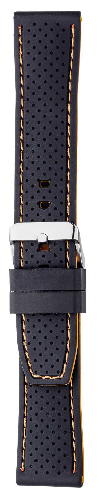 0534Vw3SD0pIzaDKR Eichmüller 534 Silikon Uhrenarmband 20,22 oder 24 mm schwarz-orange Dornschliesse