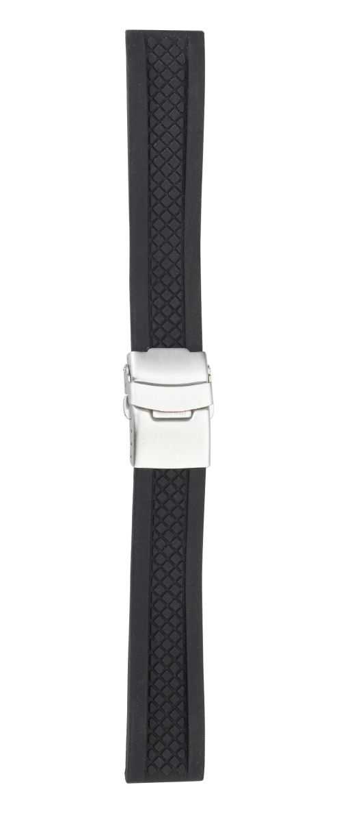 5615b506aed94467 Eichmüller 561 Silikonarmband Uhrenband 18,20,22 oder 24 mm schwarz Faltschliesse