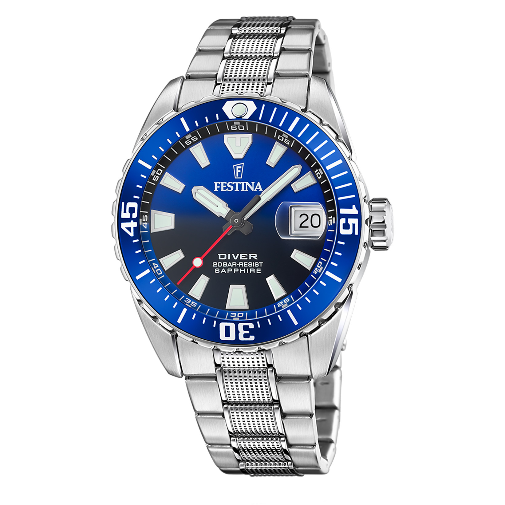 Festina Taucheruhr F20669-1 Blau 20ATM Edelstahlband 41 mm