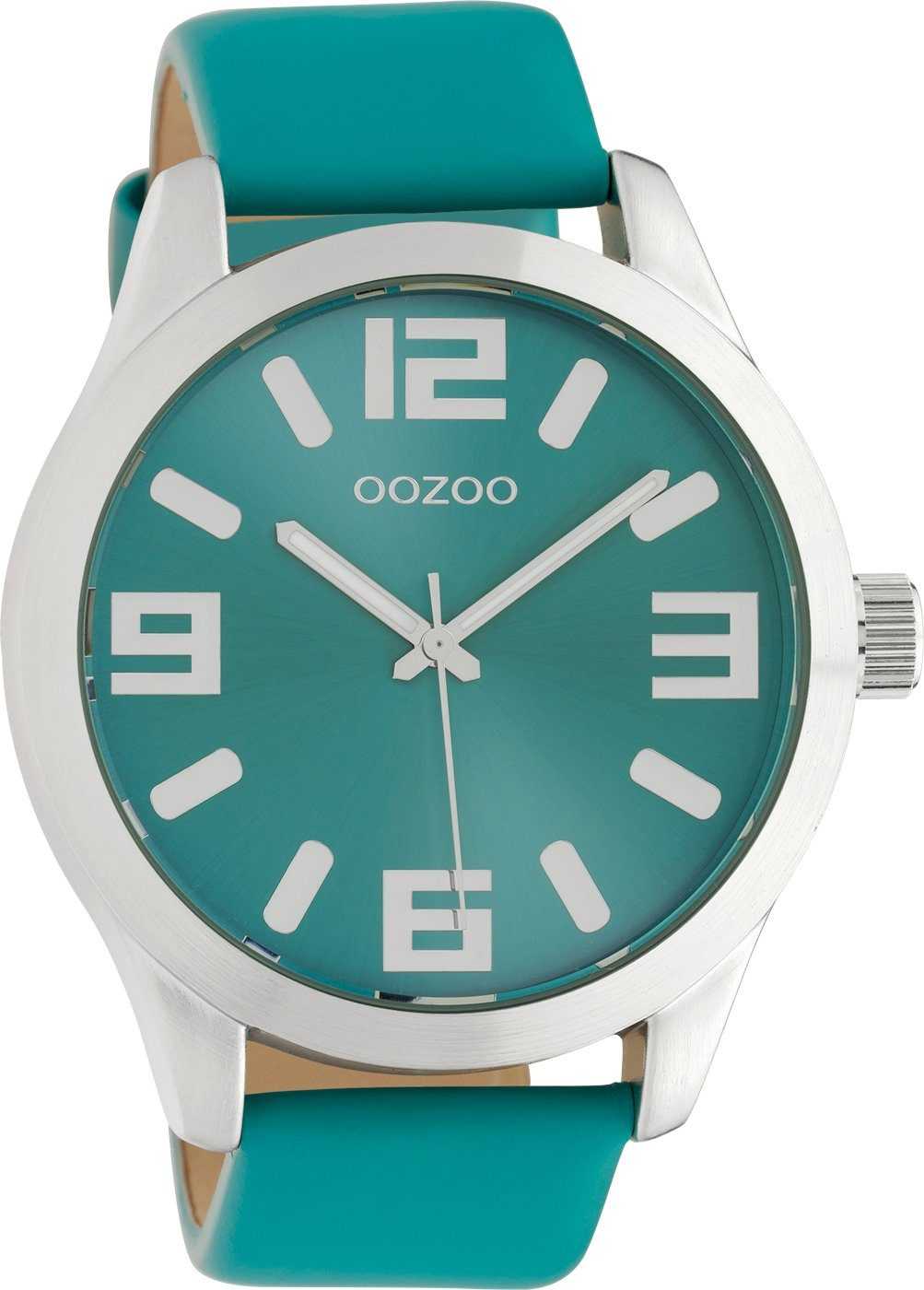 C10676 Oozoo Classic Color Line XL Armbanduhr C10676 Türkis Lederband 47 mm