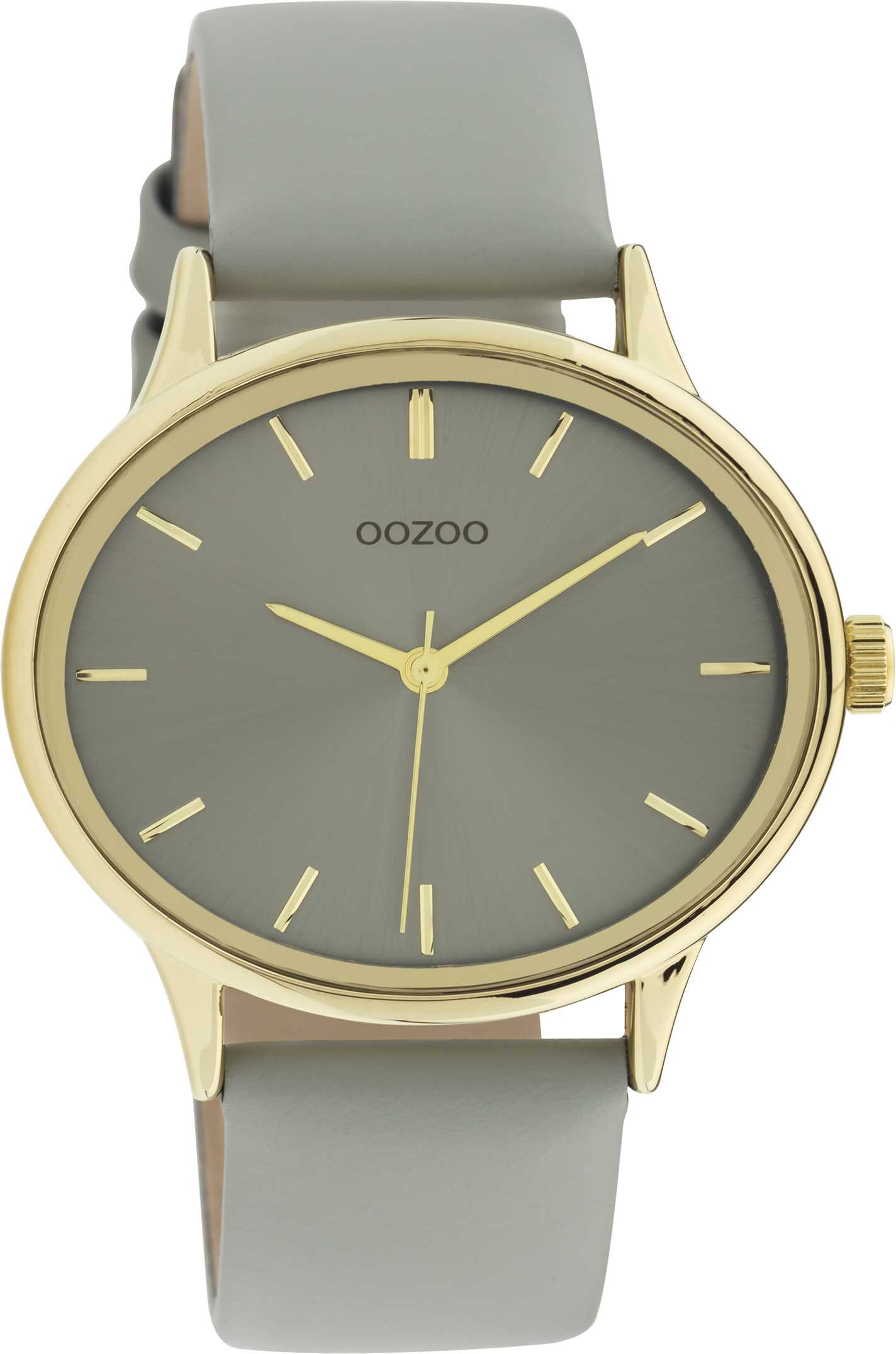 C11050 Oozoo Damen Uhr C11050 Oval Hellgrau Gold Lederband 42 mm